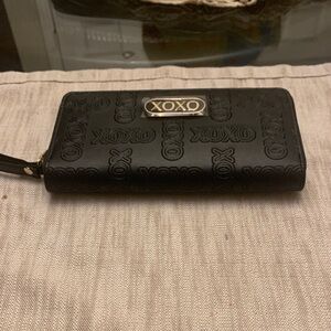 XOXO Embossed Black Wallet with Gold Accent NWOT